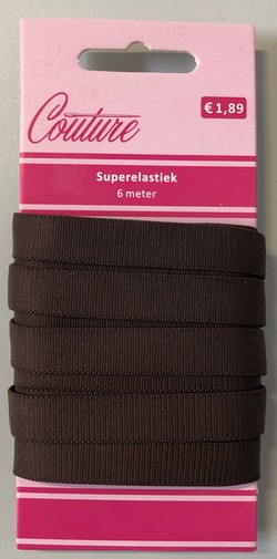 Elastiek voor Be-Ha band 12 mm, bruin , 5 mtr.